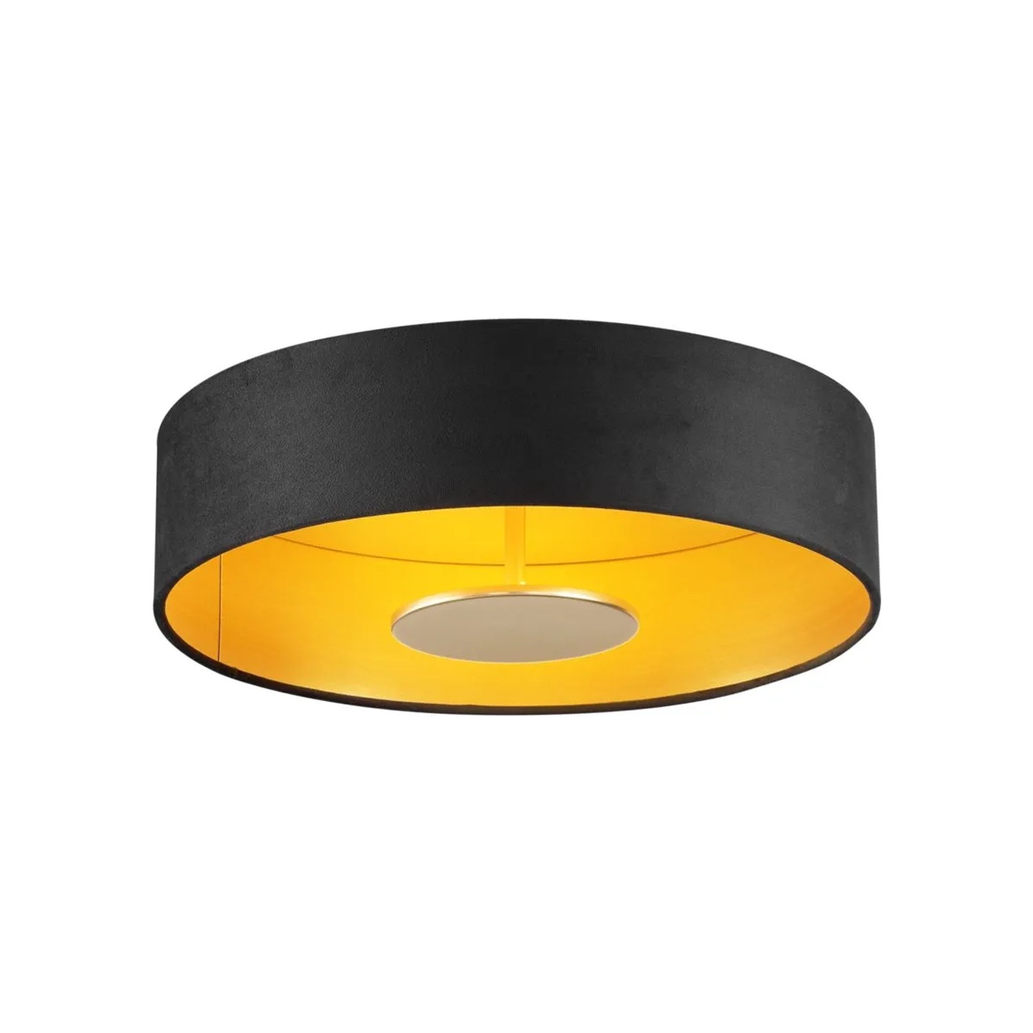 QAZQA Moderne Deckenleuchte Schwarz Samt inkl  LED 3 Stufen Dimmbar Bredow