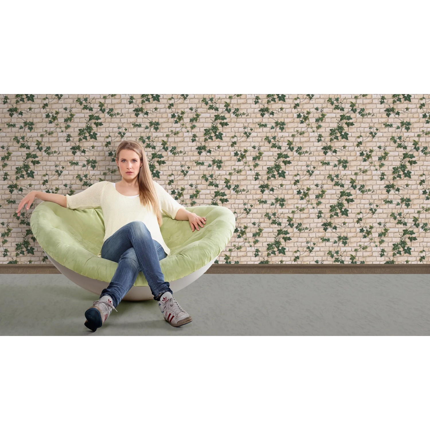 A.S. Creation Papiertapete Dekora Natur Klinker Efeu Weiß, Wandgestaltung mit Naturmotiven.