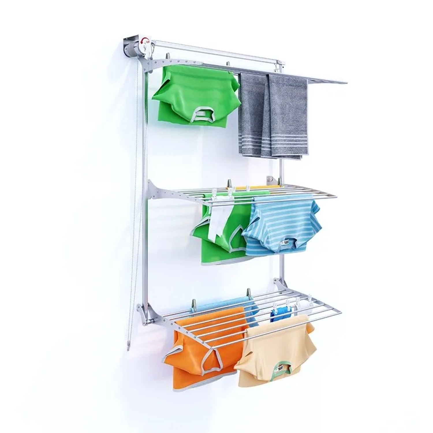 Foxydry Wand Wäscheständer 3 Ebenen Tragkraft 30 kg 108 cm Grau