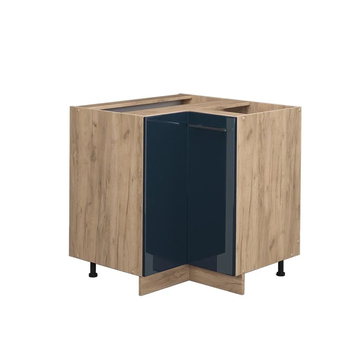 Vicco Eckunterschrank Fame-Line DunkelBlau Hochglanz Goldkraft Eiche 81 cm ohne Arbeitsplatte
