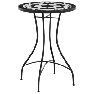 Schwarzer Mosaik Bistrotisch vidaXL, Ø50cm, für Garten, Balkon oder Terrasse.