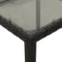 Schwarzer vidaXL Gartentisch mit Glasplatte, Rattan-Optik, 150x90 cm.