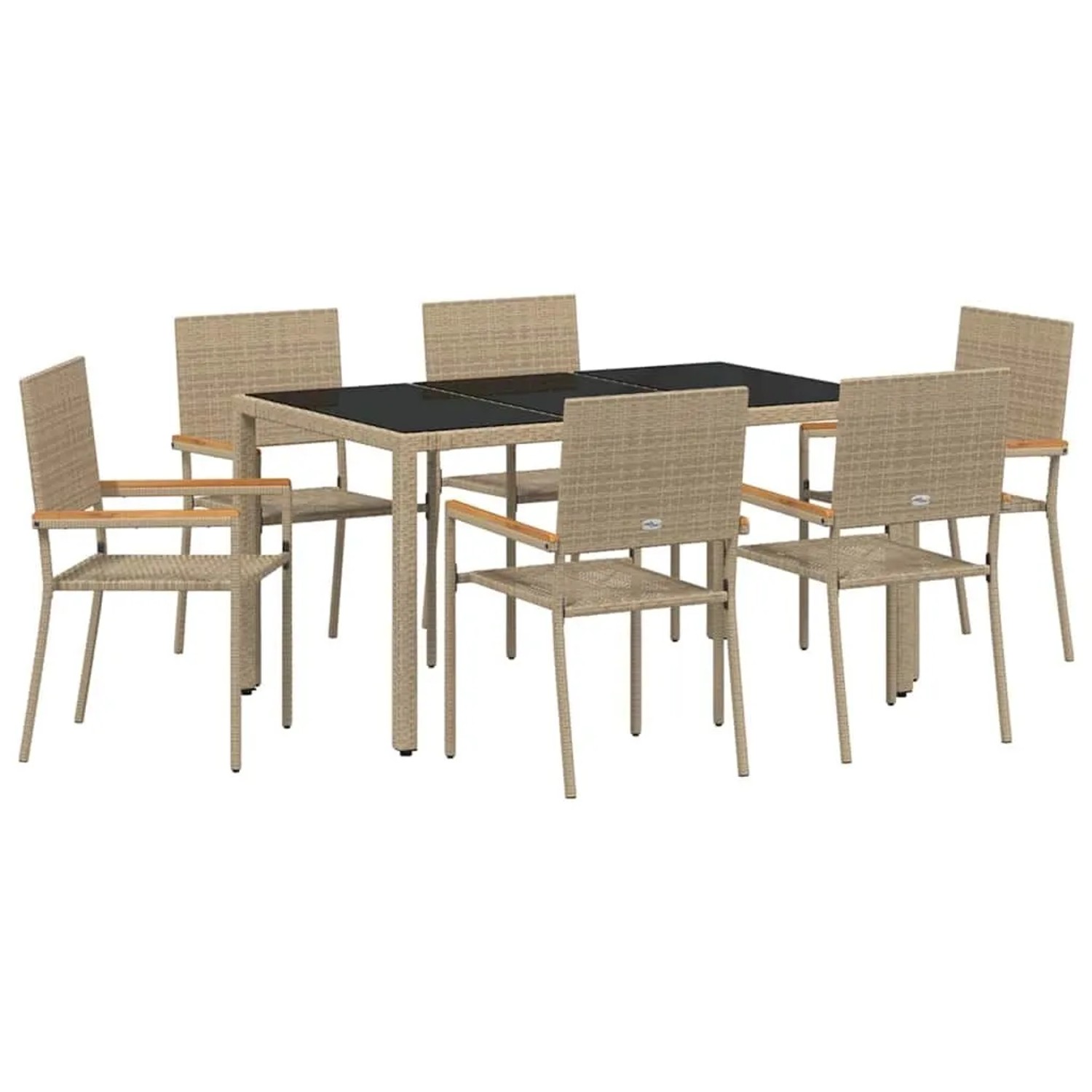 vidaXL Garten Essgruppe 7-Tlg Beige Poly-Rattan 3365395 günstig online kaufen
