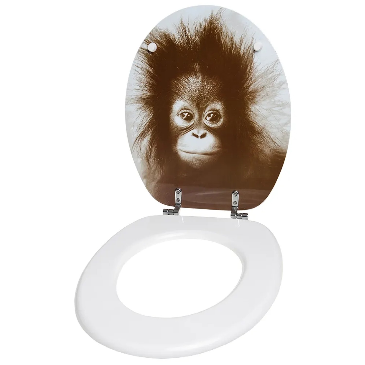 Sanilo WC-Sitz Alfred mit Affenmotiv, Toilettendeckel aus Holz, weiß