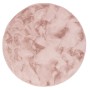 Runder, altrosa Fellteppich „Pergamon Luxus Super Soft Plush“, 160x160cm. Kurzflorteppich für Wohnzimmer und Schlafzimmer.
