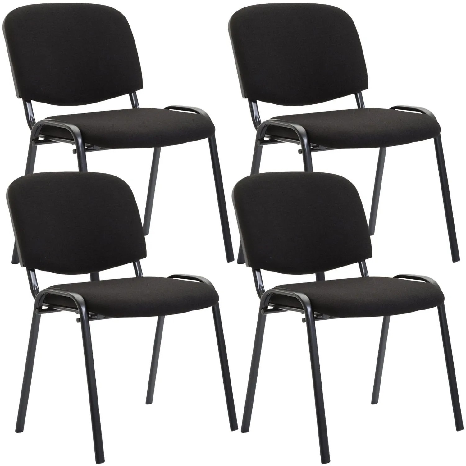 DELUKE 4er Set Besucherstuhl ZAGREB Stoff Schwarz 53x53x83cm Konferenzstuhl Wartezimmerstuhl Bürostuhl