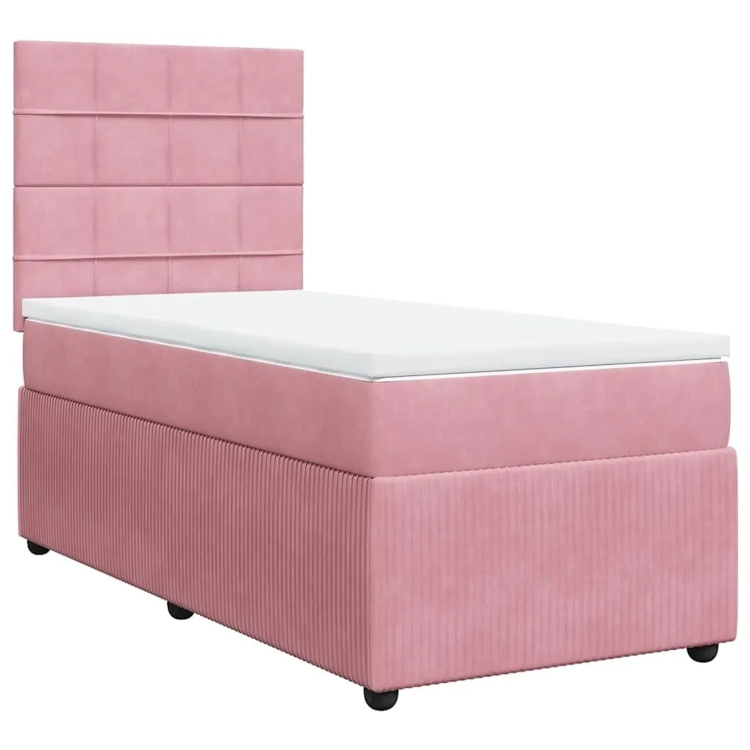 vidaXL Boxspringbett mit Matratze Rosa 100x200 cm Samt 3292267