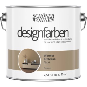 Dose Schöner Wohnen Designfarben Warmes Erdbraun, matte Innenfarbe für Allergiker, 2,5 Liter.