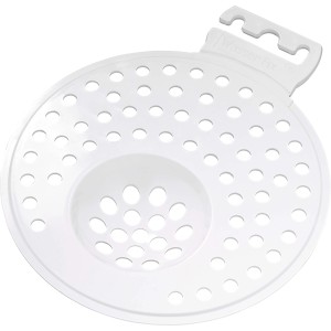 Weißes Haarsieb, Ø 11,5 cm, aus Kunststoff für Waschbecken, Dusche und Badewanne.