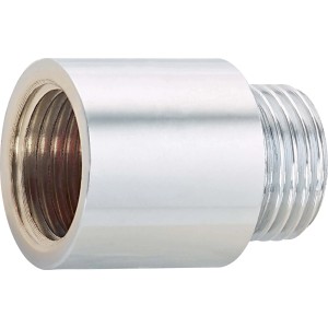 Verchromte Hahnverlängerung aus Messing, 18,6 mm x 21 mm, 25 mm Länge.
