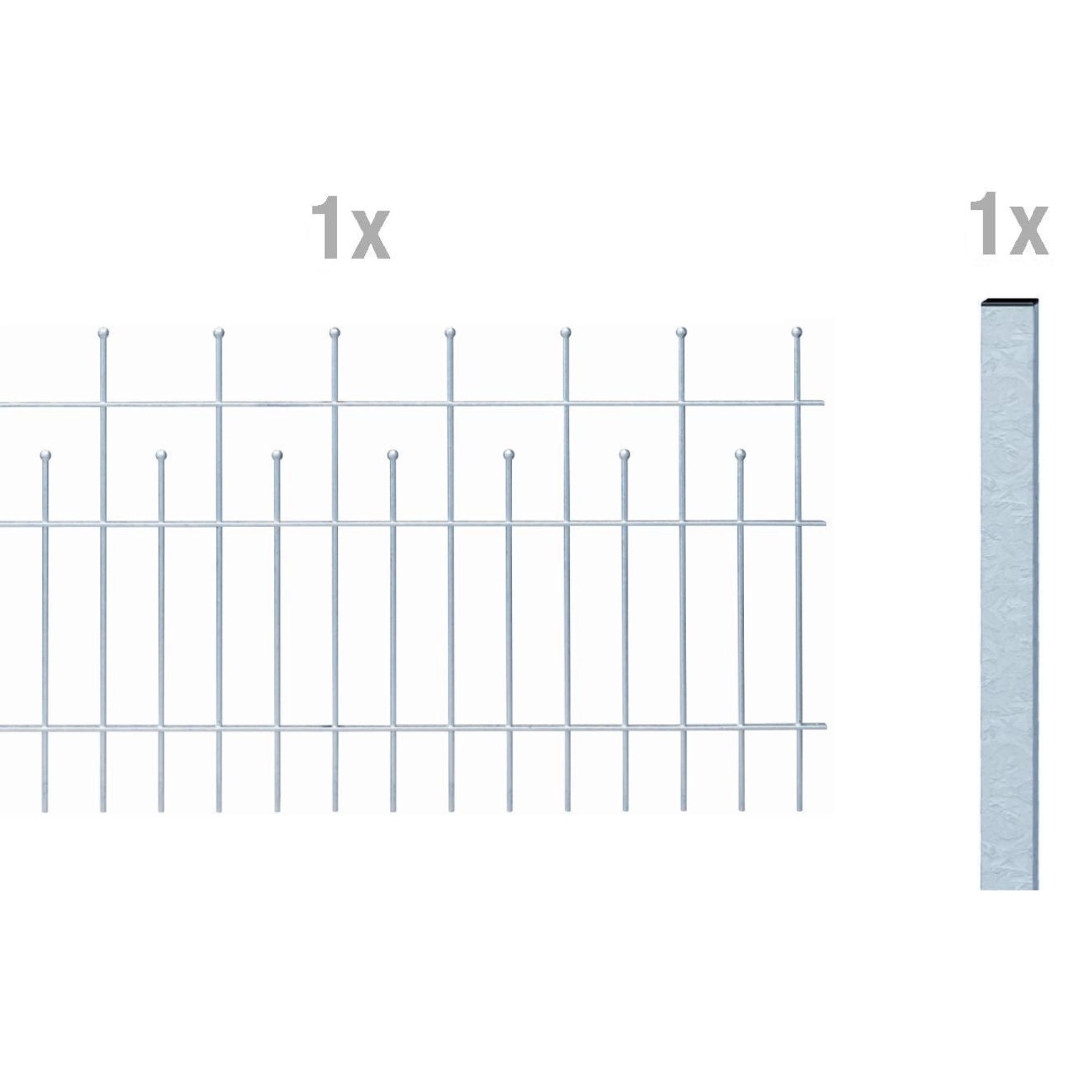 Metallzaun Anbau-Set Madrid verzinkt z. Einbetonieren 75 cm x 200 cm