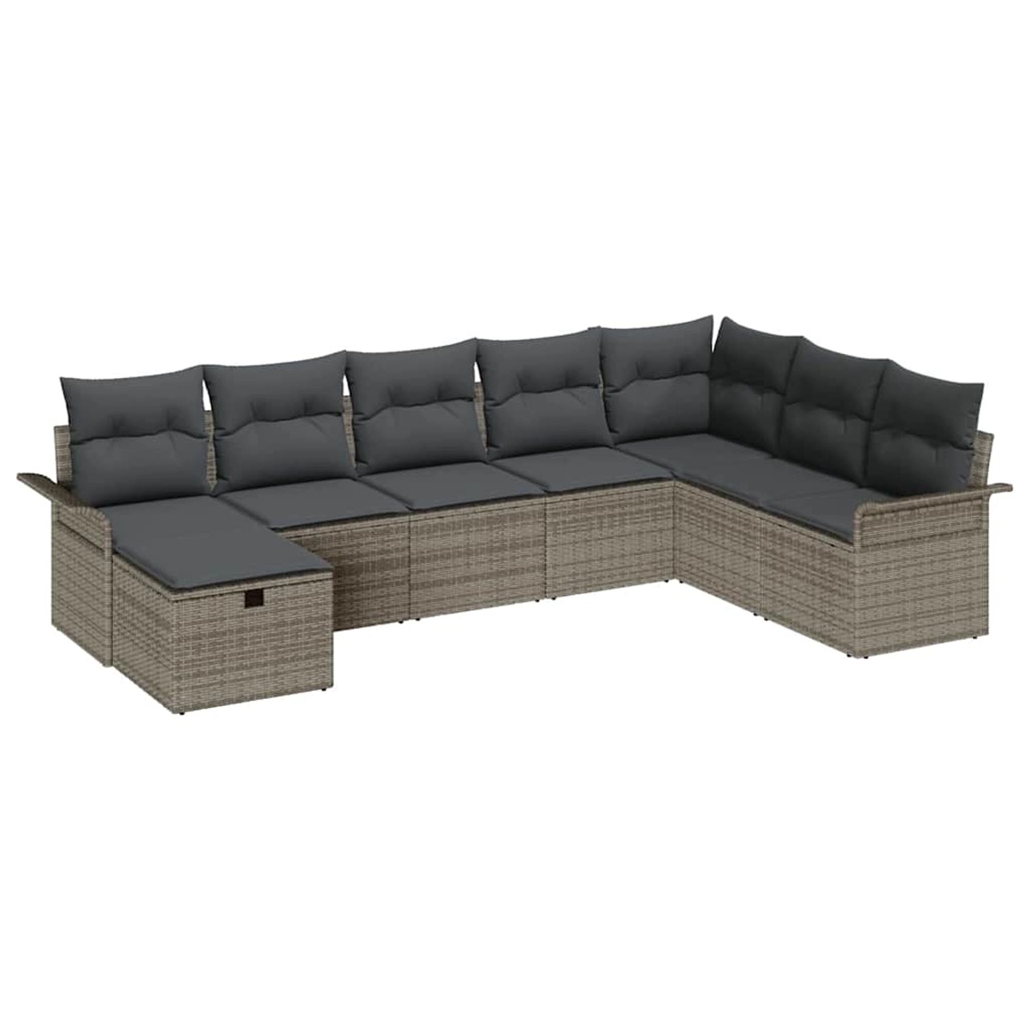 vidaXL Garten-Sofa-Set mit Kissen mit Speicher 8-Tlg Grau Poly Rattan 33602 günstig online kaufen