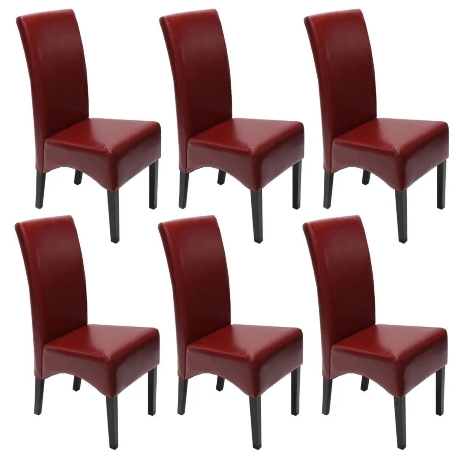 Mcw Esszimmerstuhl Crotone 6er-Set Leder Rot Dunkle Beine