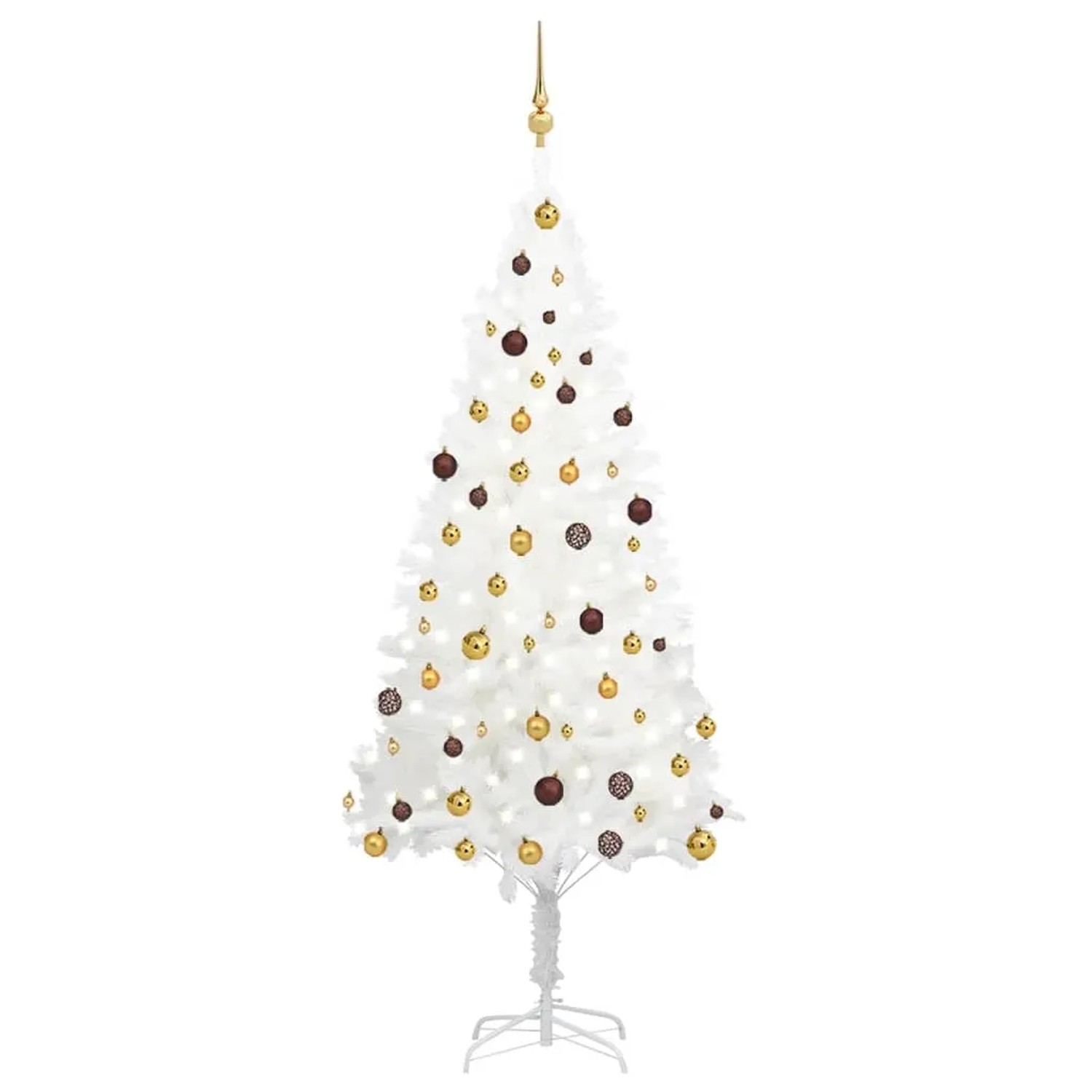 vidaXL Künstlicher Weihnachtsbaum mit LEDs & Kugeln Weiß 210 cm Modell 1