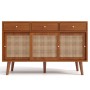Merax Sideboard 120x40x78 cm Nussbaum Rattan 3 Schubladen 3 Schiebetüren