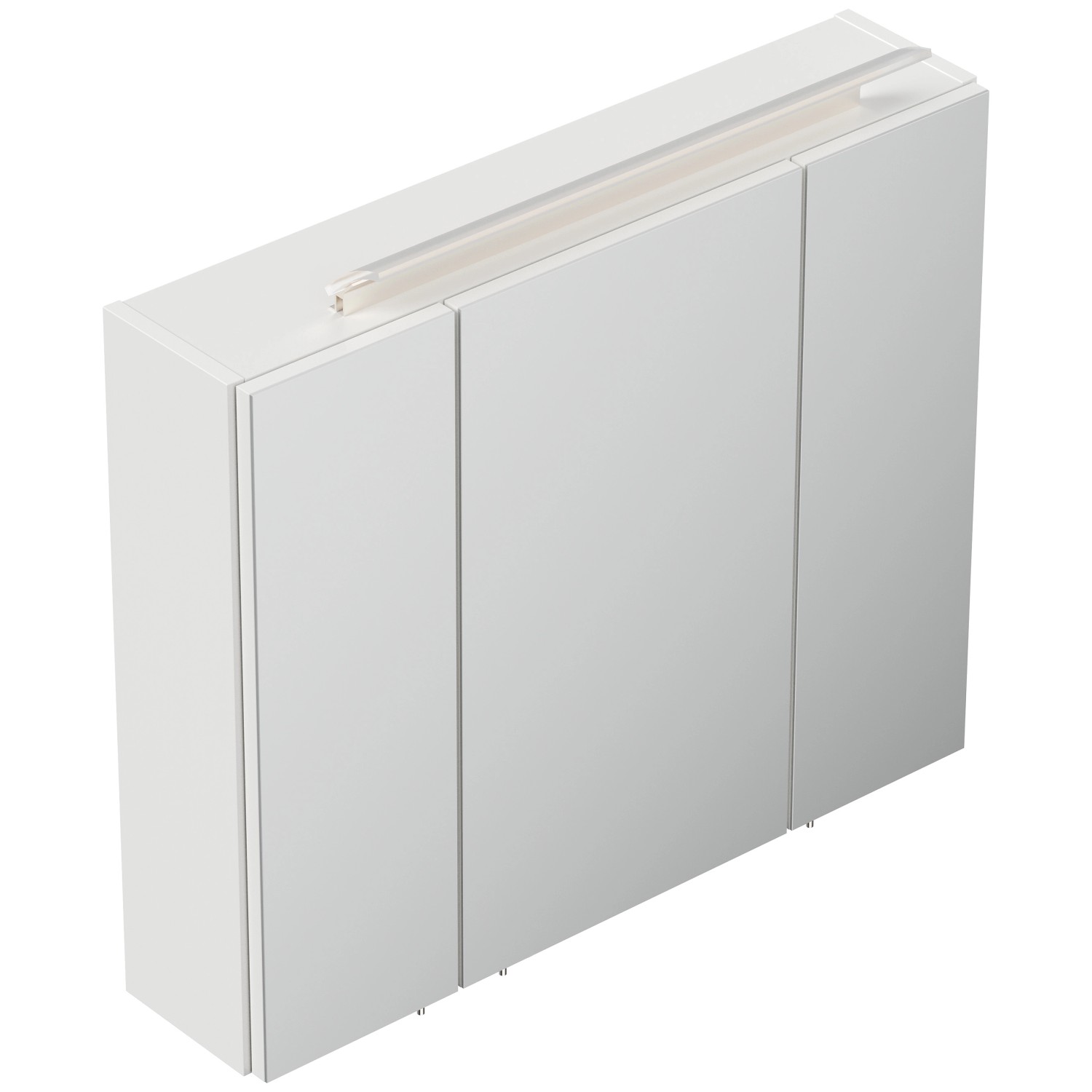 Posseik Spiegelschrank, 75 cm, mit LED-Lampe und Glasböden, Weiß Hochglanz.