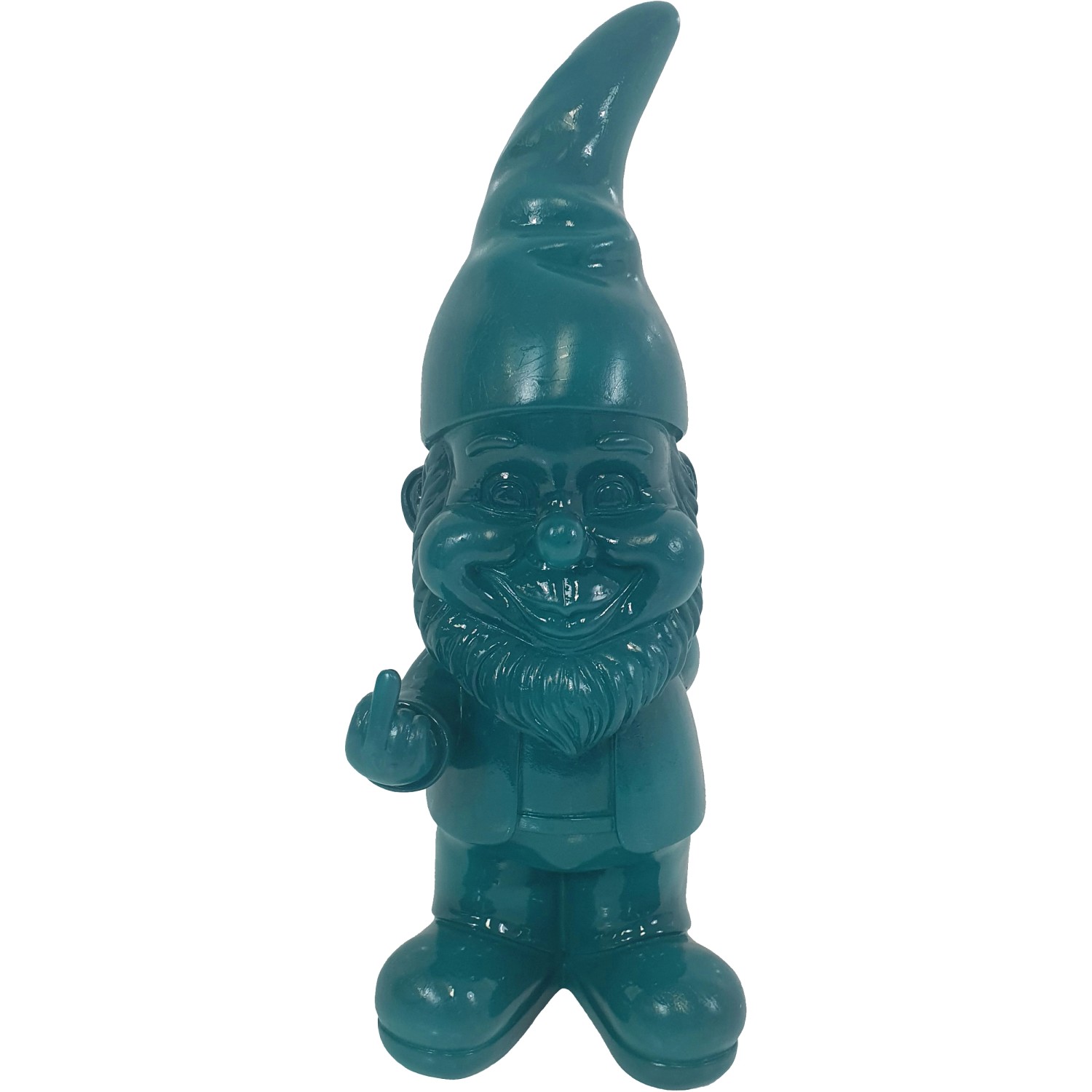 Zwerg mit Stinkefinger Türkis 38 cm