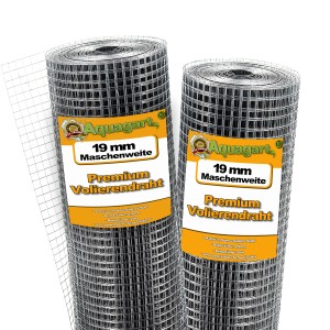 Aquagart Volierendraht, 100m x 1m, verzinkt, Maschenweite 19mm, für Zaunbau & Sichtschutz.