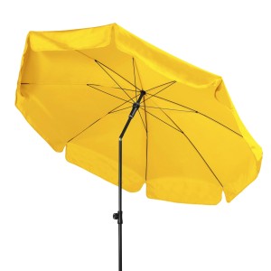 Gelber Doppler Balkonschirm Sunline, Ø 200 cm, mit Schieber zur einfachen Bedienung.
