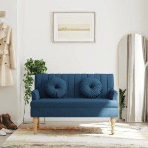 Blaue vidaXL Sitzbank mit Kissen, Stoffbezug, Holzbeine. Gartenbank für gemütliche Stunden.