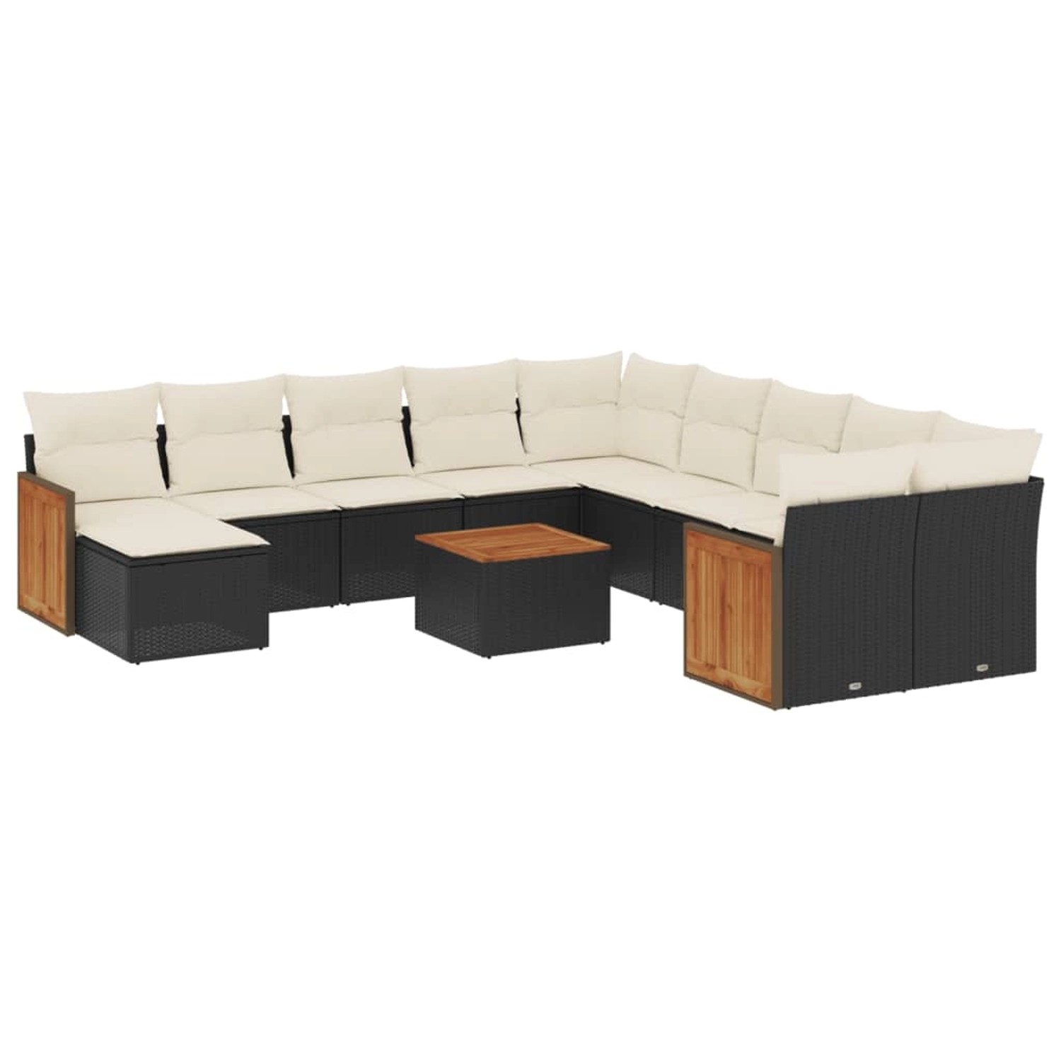 vidaXL 12-Tlg Garten-Sofagarnitur mit Kissen Schwarz Poly Rattan 3228254 günstig online kaufen