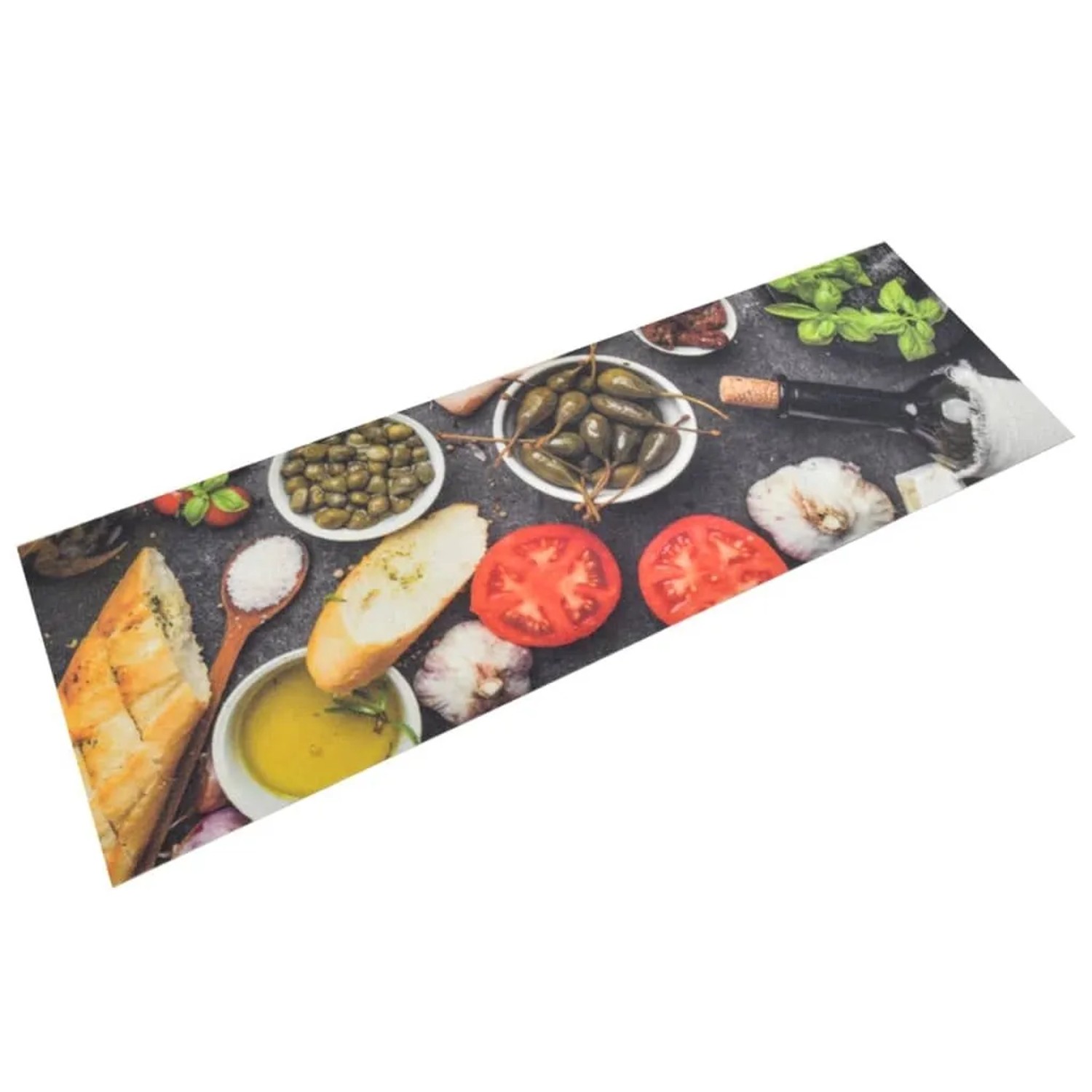 vidaXL Küchenteppich Waschbar Wein & Essen 60x180 cm Samt 136553