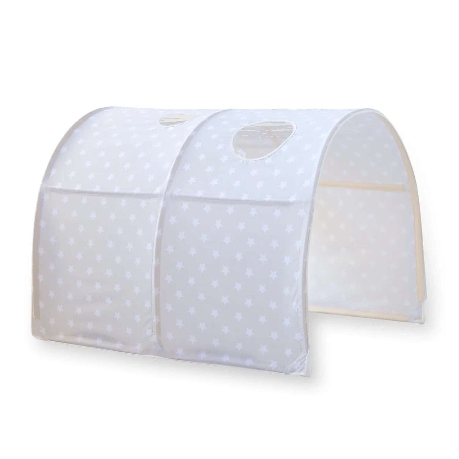 Homestyle4u Tunnel Bogen Zelt Bettzelt Grau für Hochbett