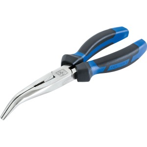 LUX Telefonzange Classic, 200 mm, gebogen, mit blau-schwarzem 2-Komponenten-Griff.