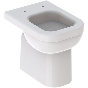 Geberit Stand-WC Renova Comfort Square, erhöhtes, weißes WC mit horizontalem und vertikalem Abgang.