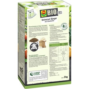 Compo Bio Universal Langzeit-Dünger mit Schafwolle, 2 kg Packung für Gartenpflanzen.
