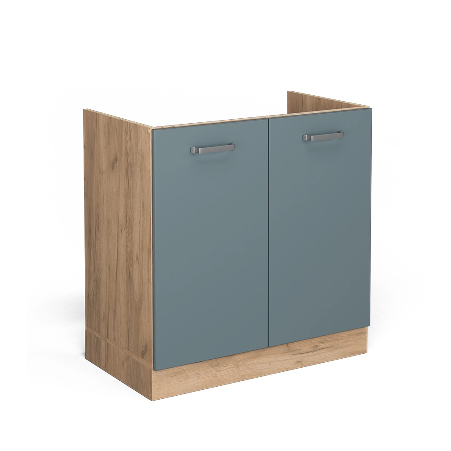 Vicco Spülenunterschrank R-Line Blau-Grau/Goldkraft Eiche 80 cm ohne Arbeitsplatte