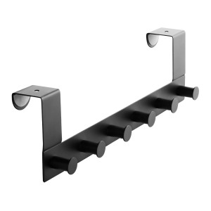 SOTECH Türgarderobe LINEA II Edelstahl Schwarz Matt mit 6 Haken für 40 mm Türen Ohne Falz