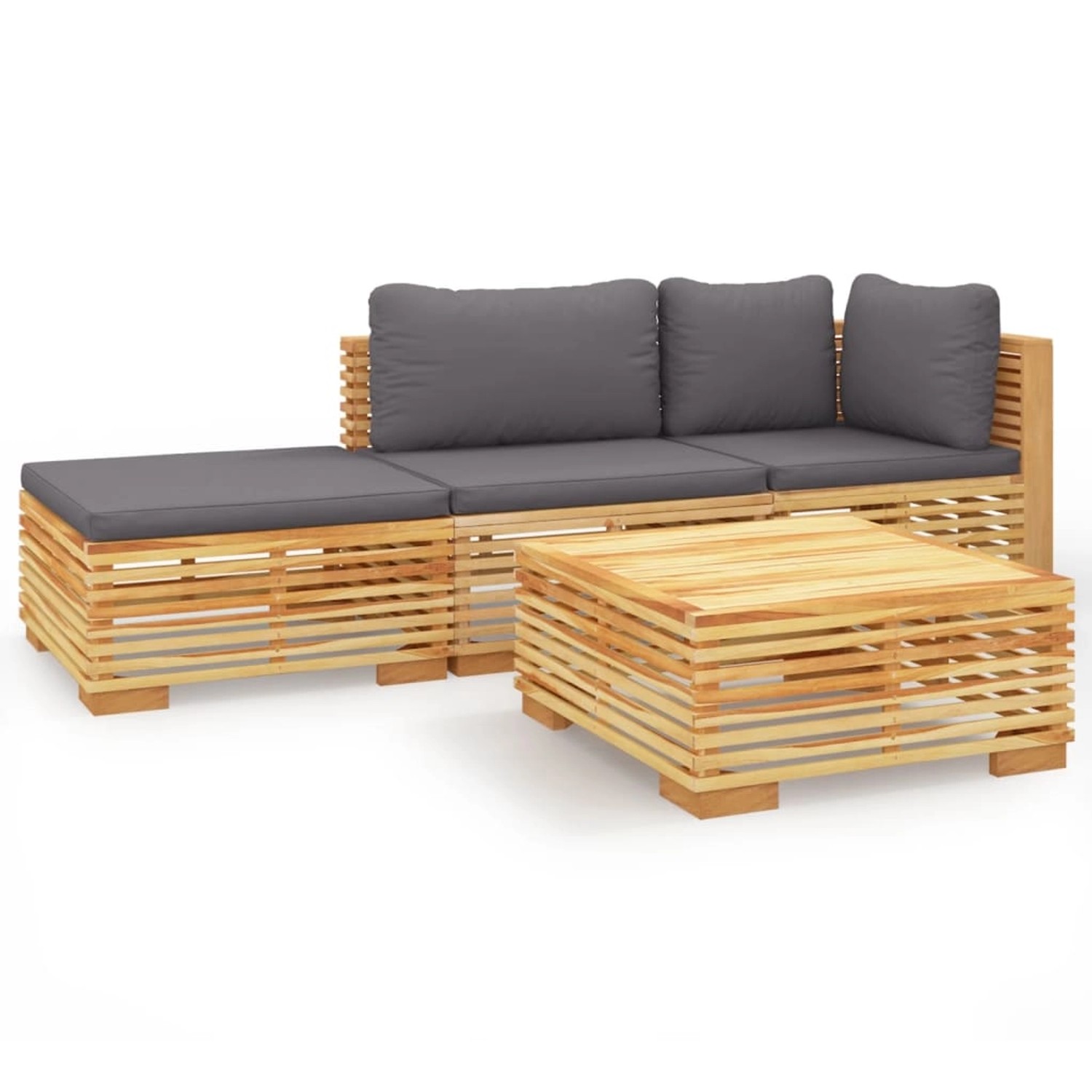 vidaXL 4-tlg Garten-Lounge-Set mit Kissen Massivholz Teak Modell 6 günstig online kaufen