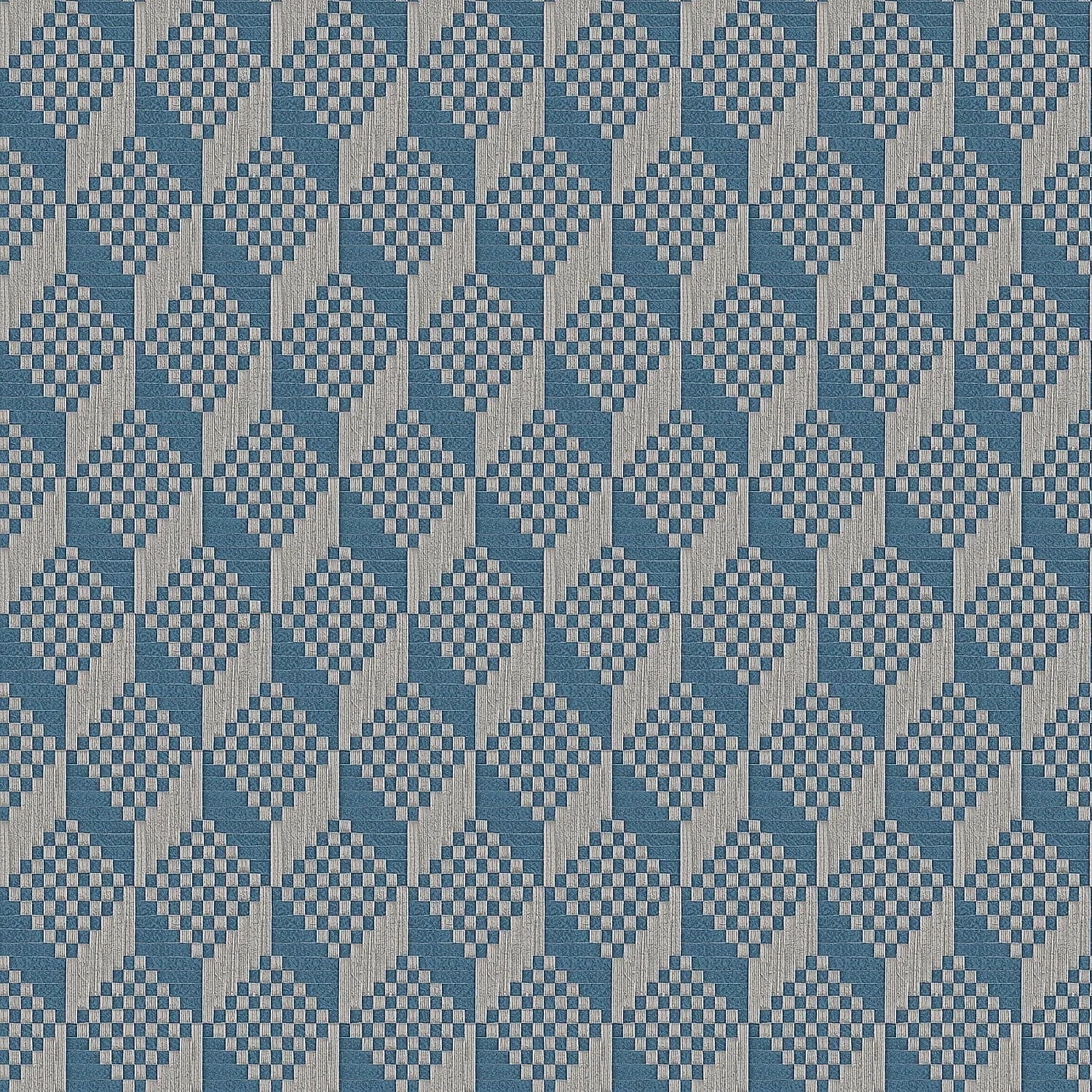 PROFHOME Gr322306-Di 3D Tapete Rauten Muster Blau Hell-Grau Achat-Grau 0,53 m x 10,05 m  5,33 m2