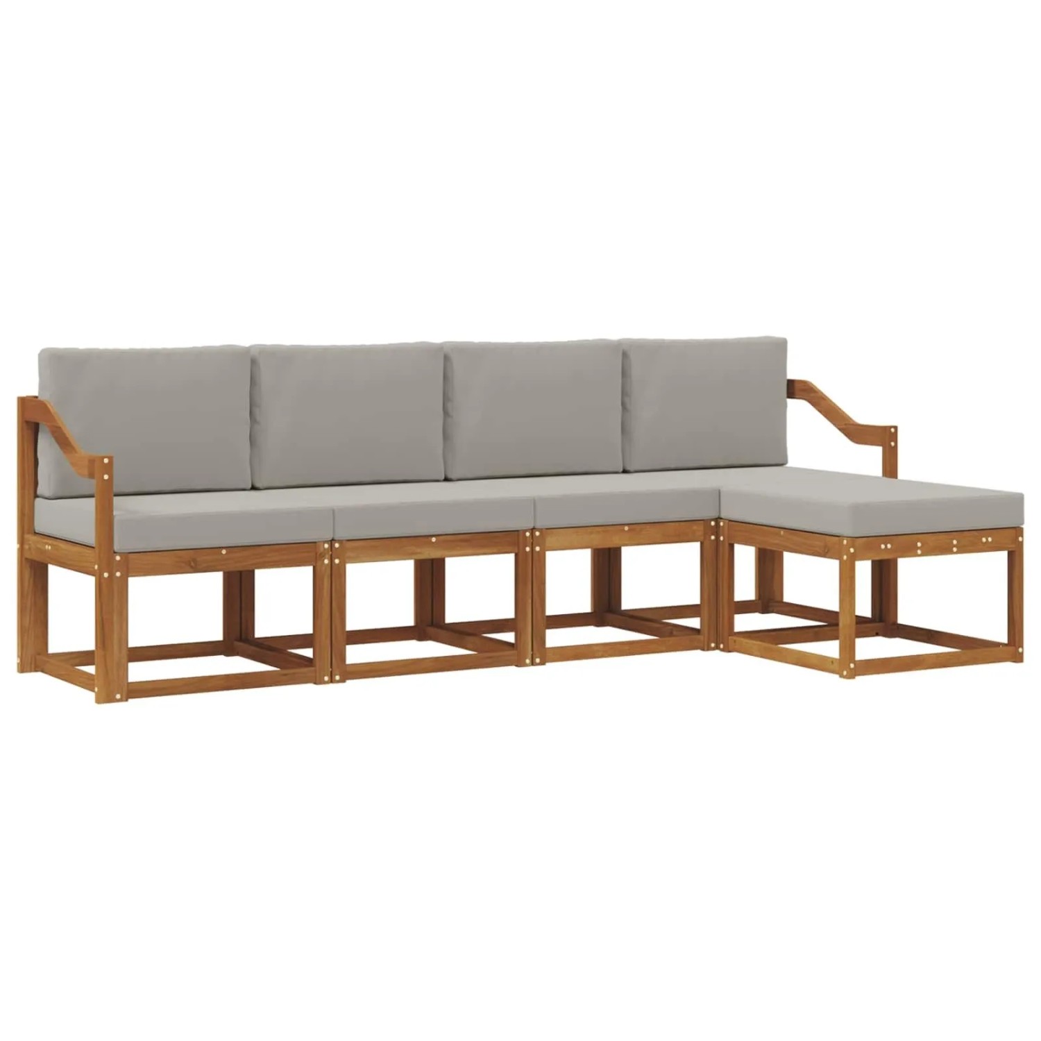vidaXL Outdoor-Sofagarnitur mit Kissen 5 Stk Natur und Hellgrau 3366269