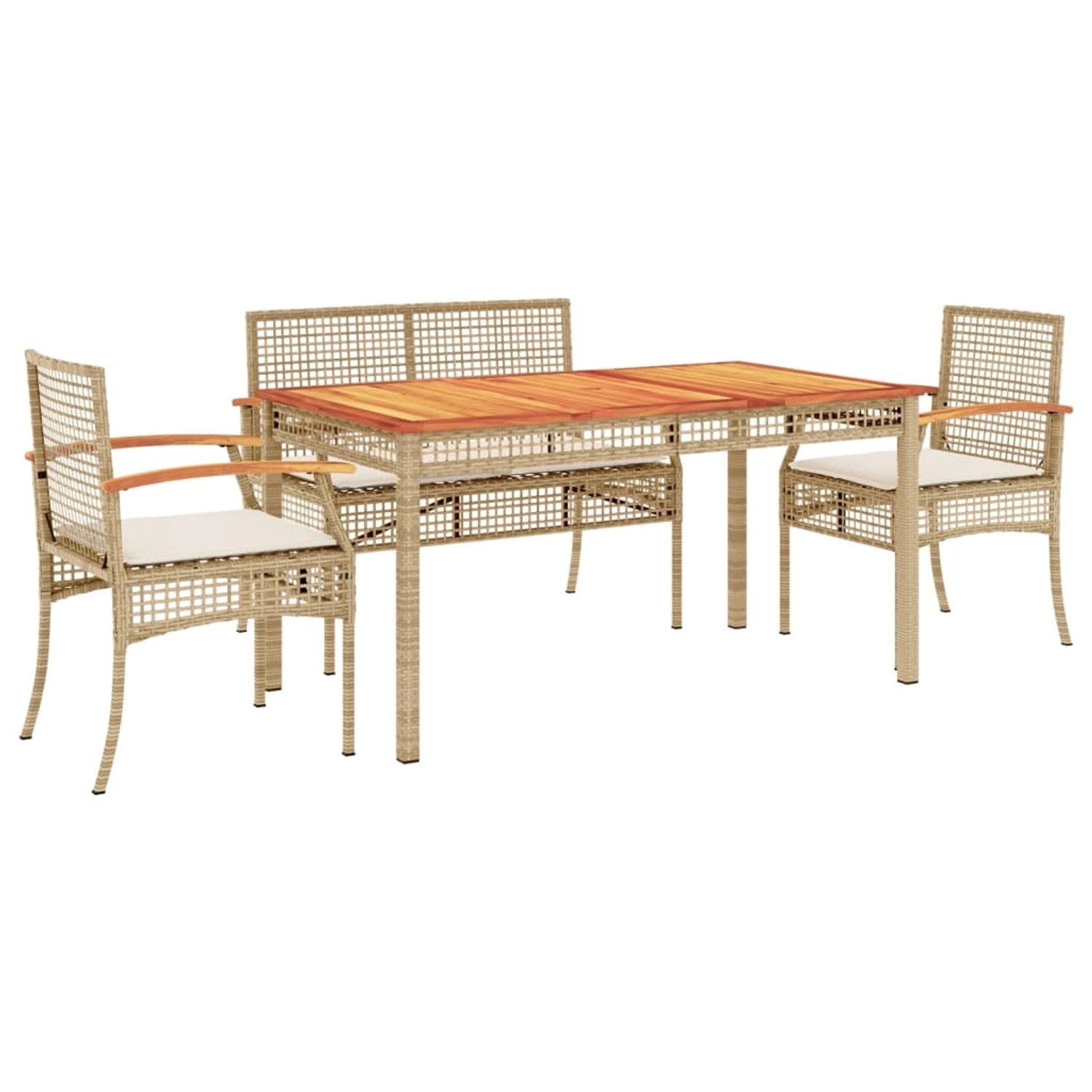 vidaXL 5-Tlg Garten-Essgruppe mit Kissen Beige Poly Rattan 3213586 günstig online kaufen