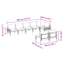 vidaXL Garten-Sofa-Set, 8-teilig, anthrazitfarben, Stahl, mit Maßangaben.