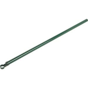 Grüne Zaunstrebe mit Schelle (Ø 34 mm, 1500 mm) zur Zaunpfahl-Stabilisierung.