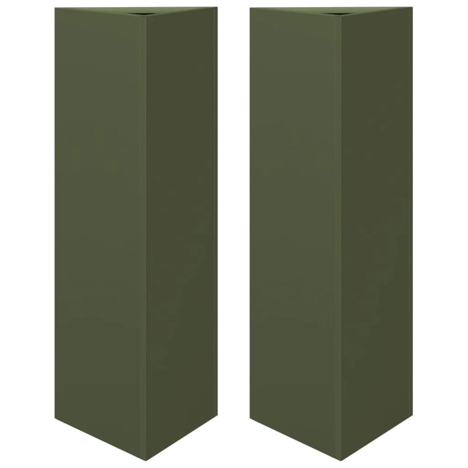 vidaXL Pflanzkübel 2 Stk Olivgrün Dreieckig 30x26x75 cm Stahl 851150 günstig online kaufen