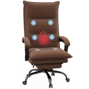 Brauner Vinsetto Bürostuhl mit sichtbaren Massagepunkten, Heizfunktion und ausziehbarer Fußstütze.