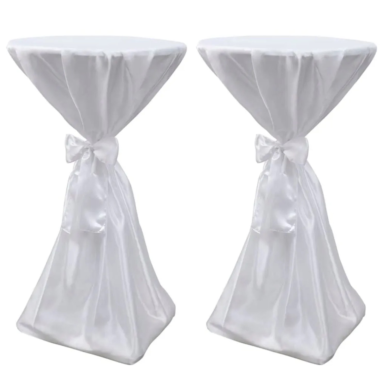DELUKE Tischhusse 2er Set ADAU Stehtischhusse Weiß 80cm Hussen Elastisch Stehtischhusse Stehtisch-Abdeckung