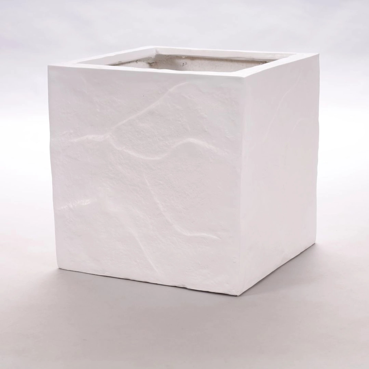 Elegant Einrichten Pflanzkübel Fiberglas Stein-Optik Quadratisch 40x40x40cm günstig online kaufen
