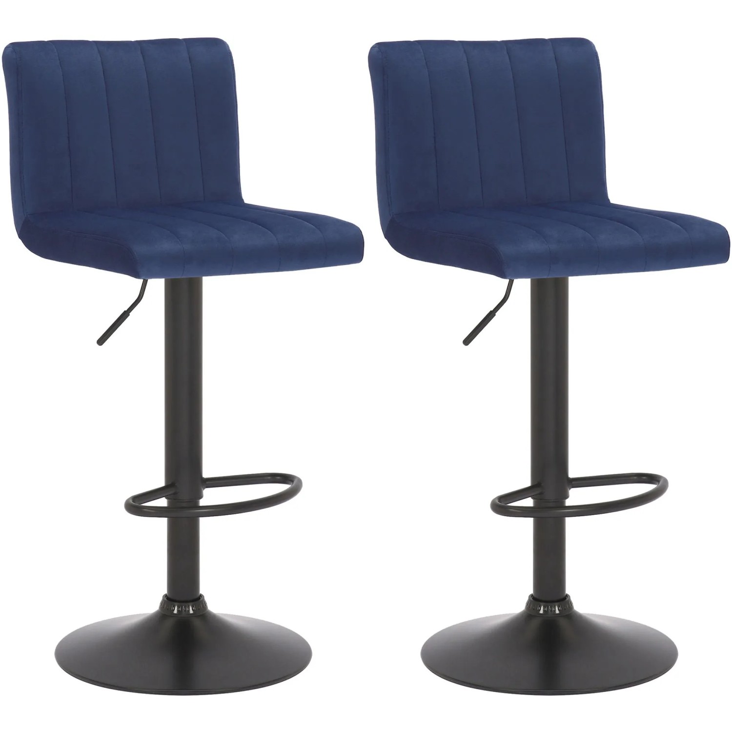 DELUKE 2er Set Barhocker NUBEL Samt Blau 41x49x87cm Barstuhl Höhenverstellbar Mit Lehne Drehbar Tresenhocker Tresenstuhl
