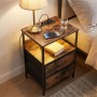 Relaxdays Beistelltisch MDF Eisen Vlies Vintagebraun LED USB-Anschluss Dimmbar 60 cm x 40 cm x 30 cm_2