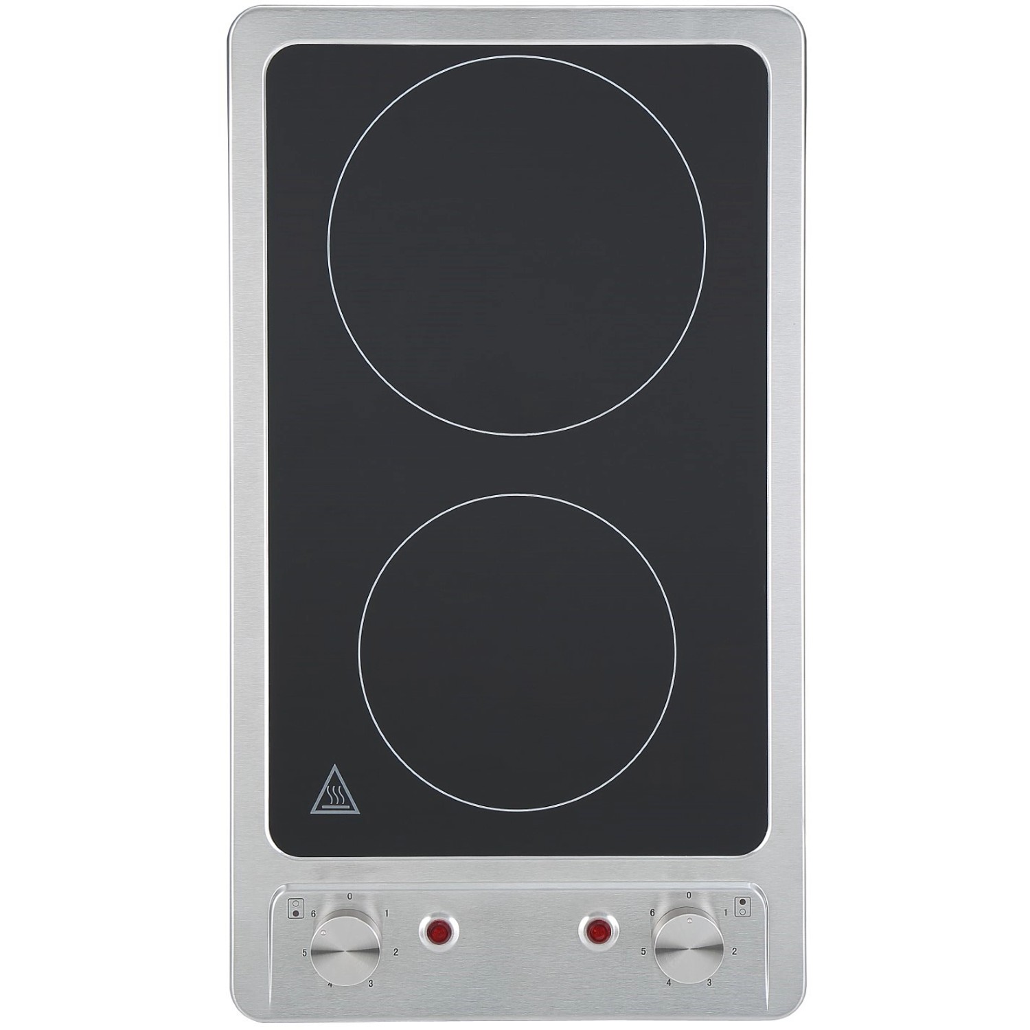 Respekta Glaskeramikkochfeld für Küchenzeile, 2 Kochzonen, silberfarben.