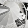 Weiße Minka Spindeltreppe Venezia, Durchmesser 120 cm, von oben fotografiert.