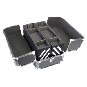 HMF 14901-02 Alu Transportkoffer Individuellen Trennwänden Werkzeugkoffer Leer 33 x 22 x 24 cm Schwarz