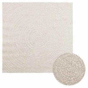 vidaXL Teppich ZIZUR Creme 120x120 cm Jute-Optik Indoor und Outdoor 4010376
