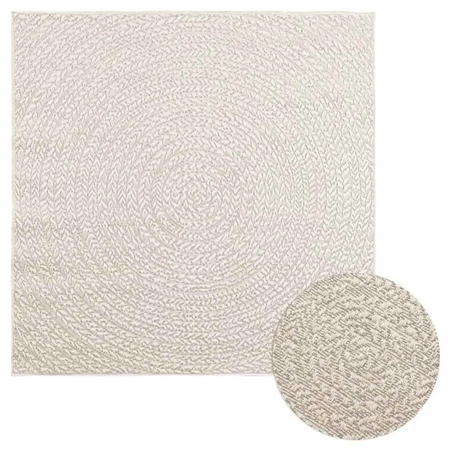 vidaXL Teppich ZIZUR Creme 120x120 cm Jute-Optik Indoor und Outdoor 4010376 günstig online kaufen