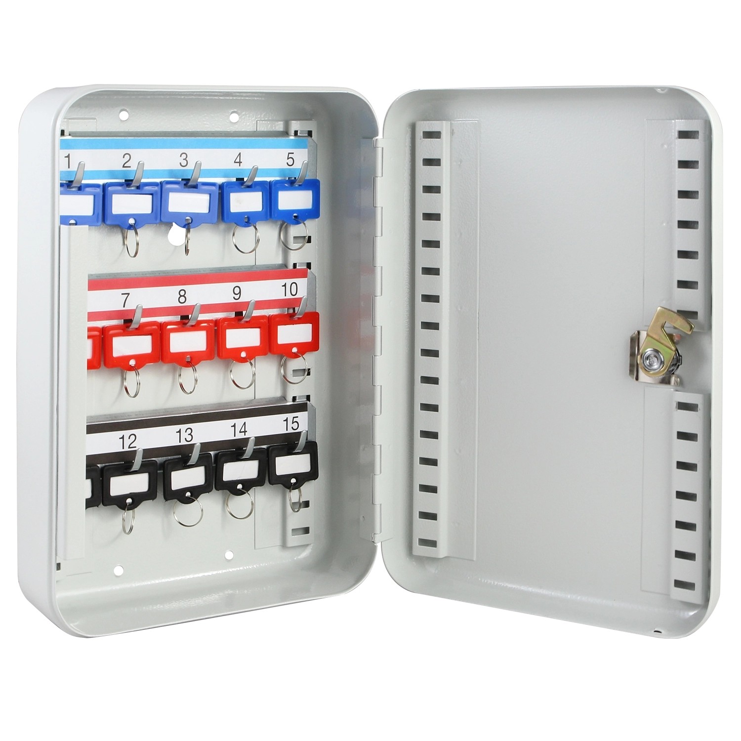 HMF 12515-07 Schlüsselkasten Abschließbar 15 Haken 25 x 17 x 7 cm Lichtgrau